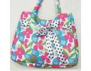 Canvas beach tote bag with bowknot flowers printed - ZB1628