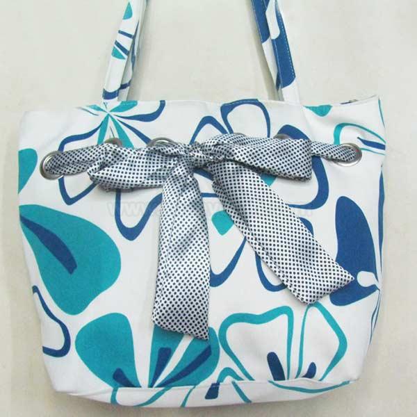 Waterproof canvas beach bag with bowknot » ZB1619