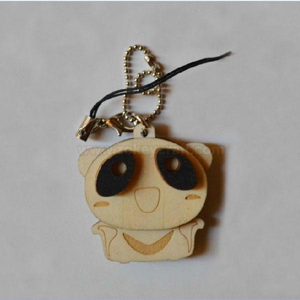 3D Wooden laser carving key chain with cute cat shape » ZWO18023