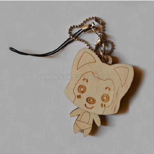 Wooden laser carving key chain with cute Ali doll shape » ZWO1830