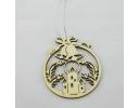 Wood carving round pendant decoration for Chritmas - ZCO1614