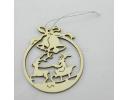 Wood laser carving round pendant decoration for Chritmas - ZCO1618